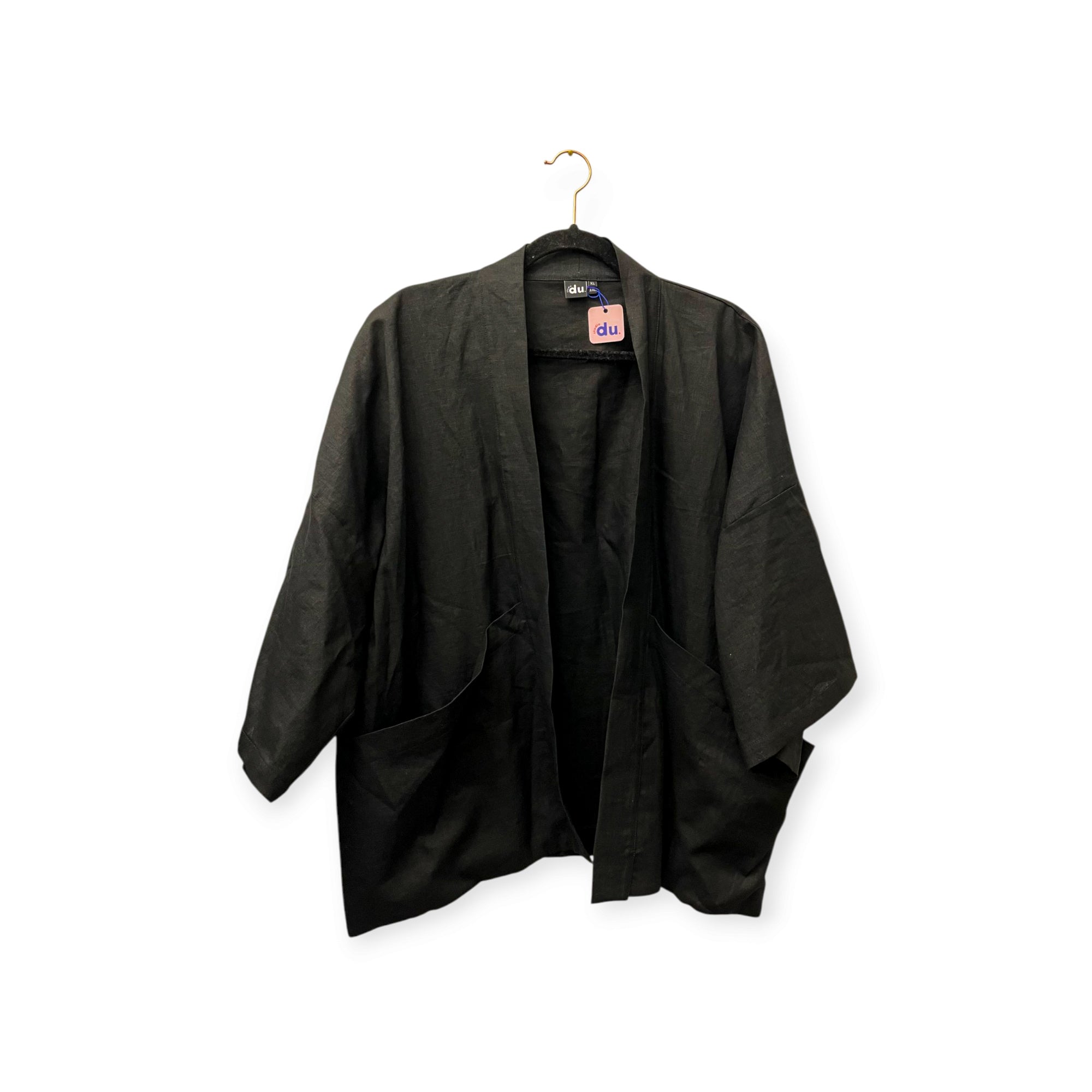 Kimono Leinen dünn 'schwarz'