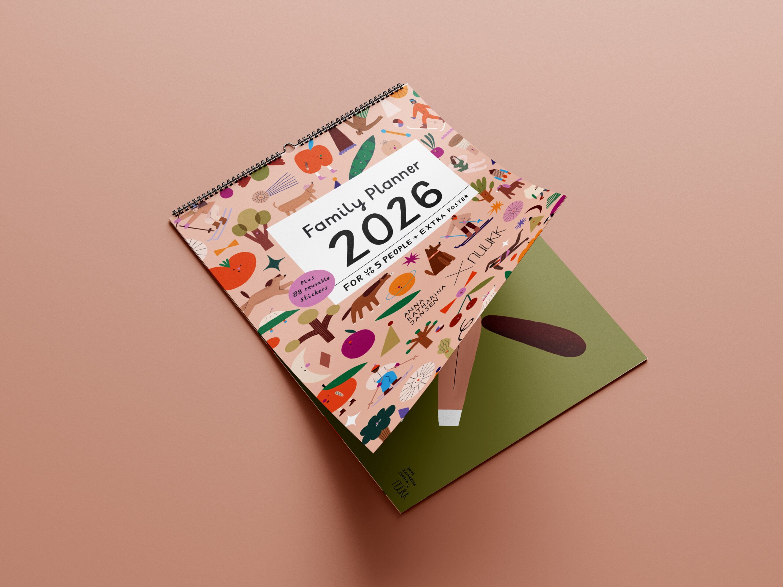 Familienkalender „Ponys u. Picknick“ 2026 inkl. Poster + 88 Sticker NUUKK