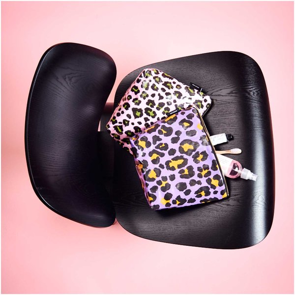 Kosmetiktasche - Groß 'Acid leo lila'