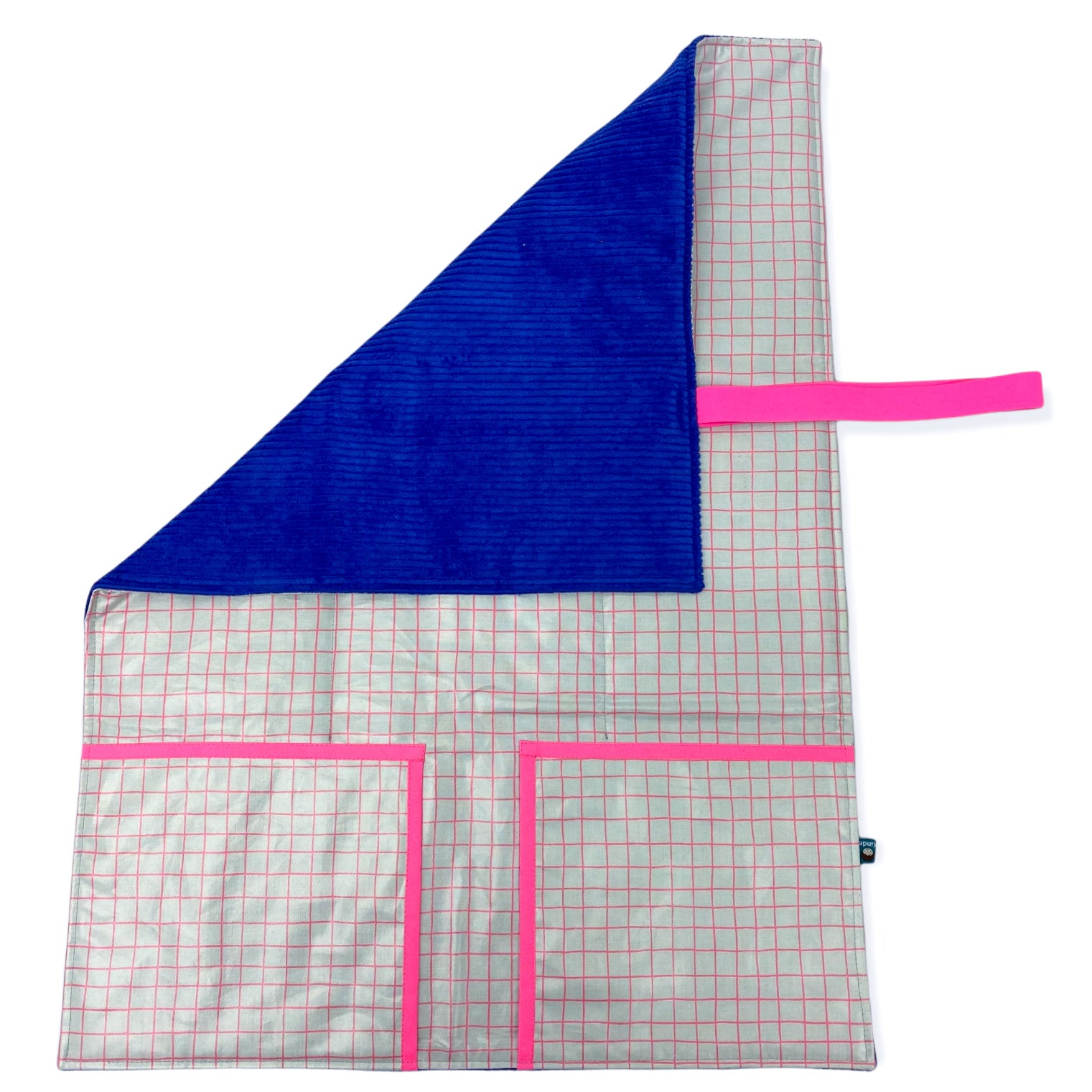 Wickelunterlage 'knallblau / pink grid'