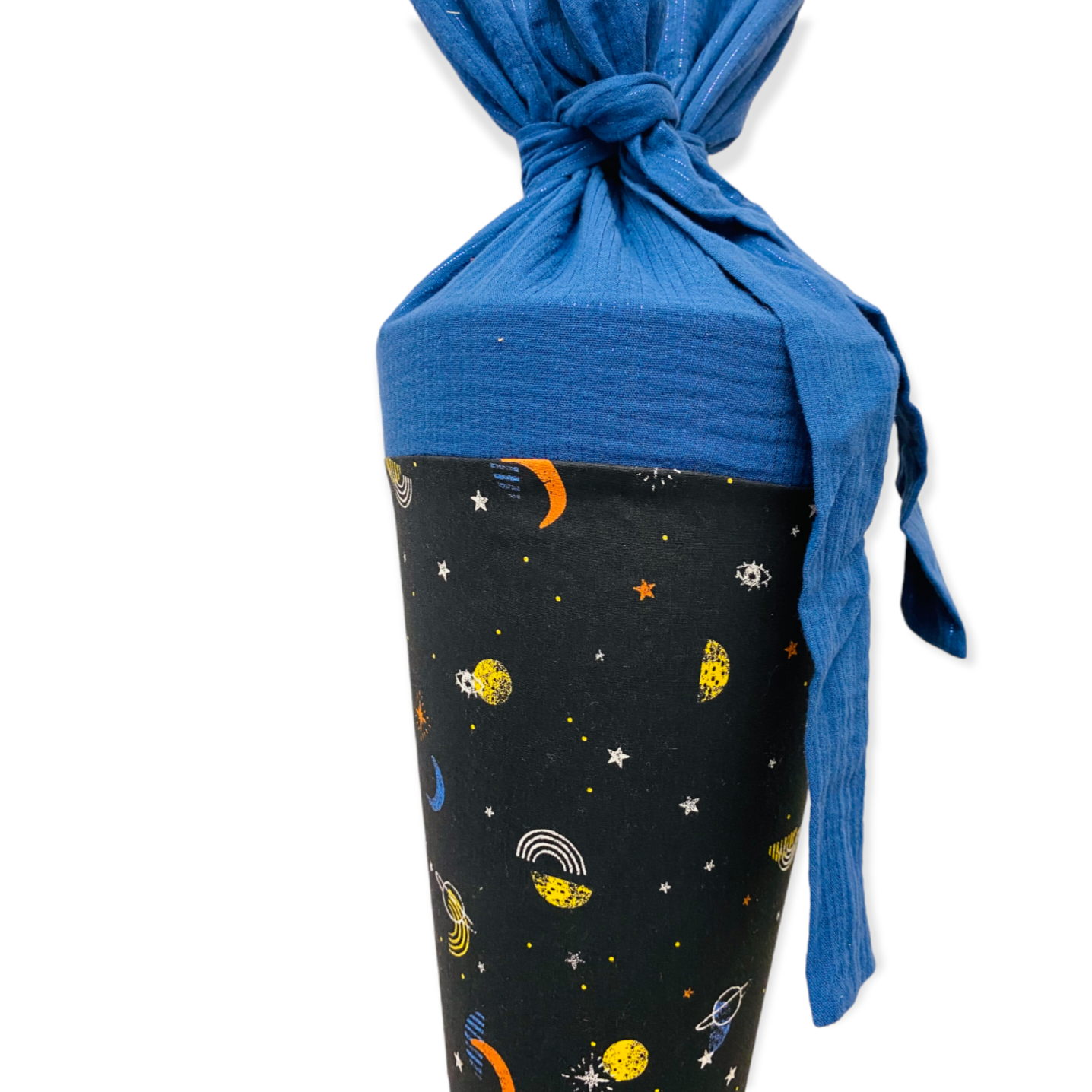 Schultüte 'Weltall/ blau lurex Musselin'
