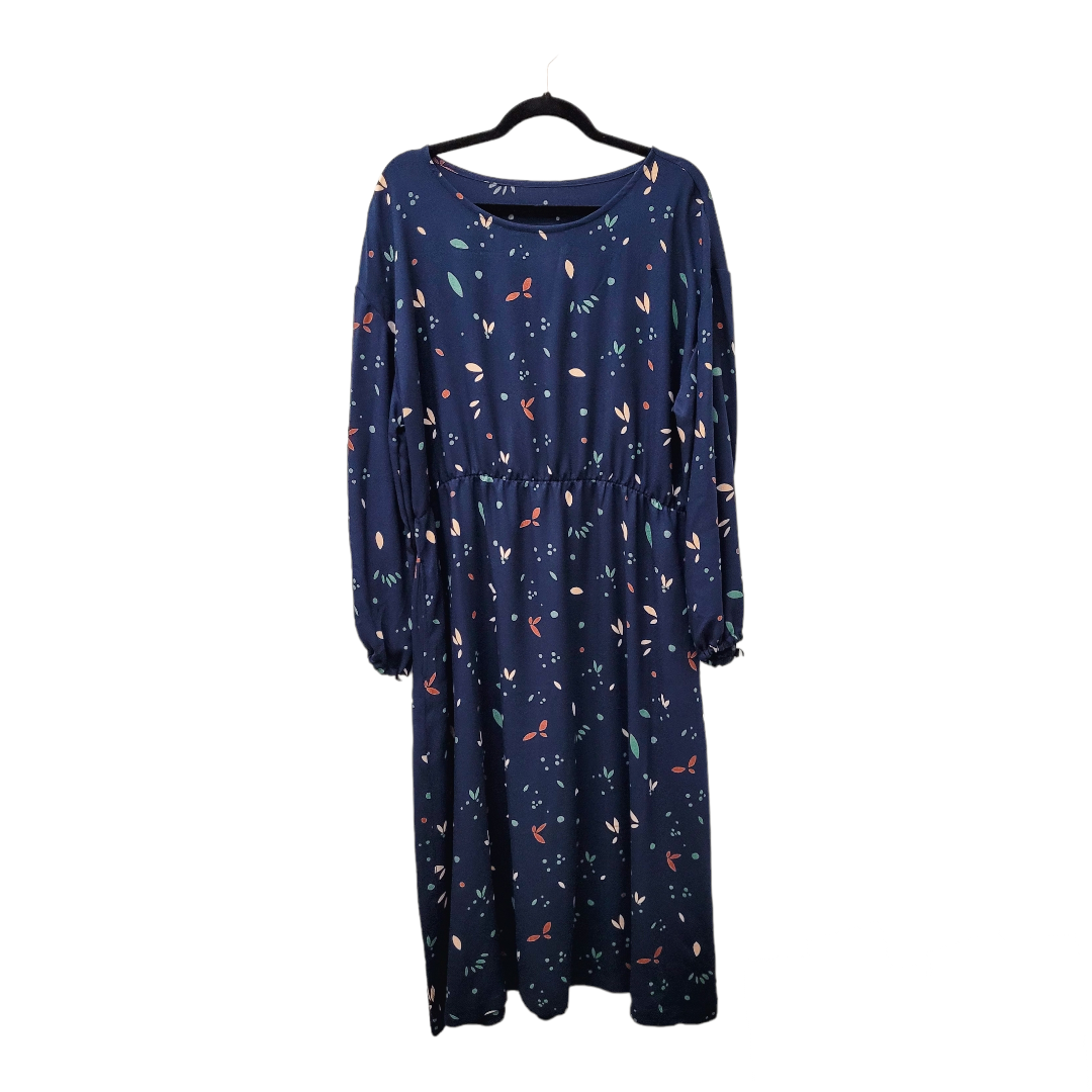 MidiKleid langarm aus Viskosekrepp 'Petal Indigo Night'