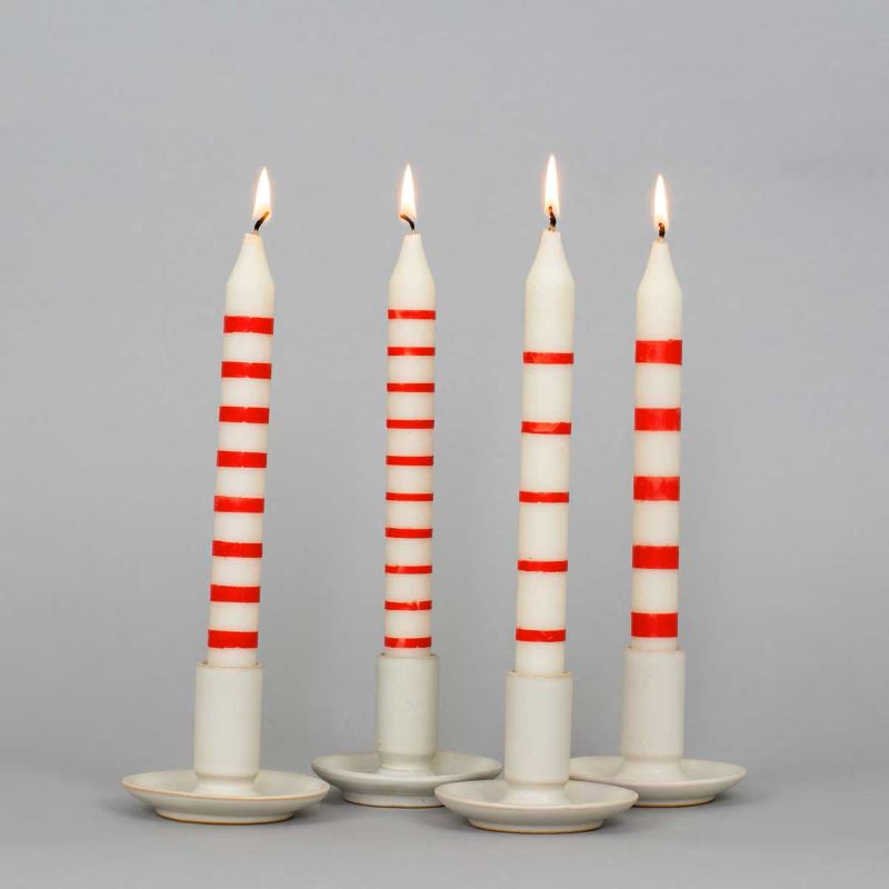 A World of Craft Soja Kerzen 'Gestreift rot/weiß' (4-er Set)