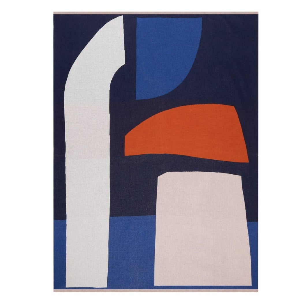 Sophie Home Überwurfdecke aus Baumwollstrick 'Form Throw: Navy'