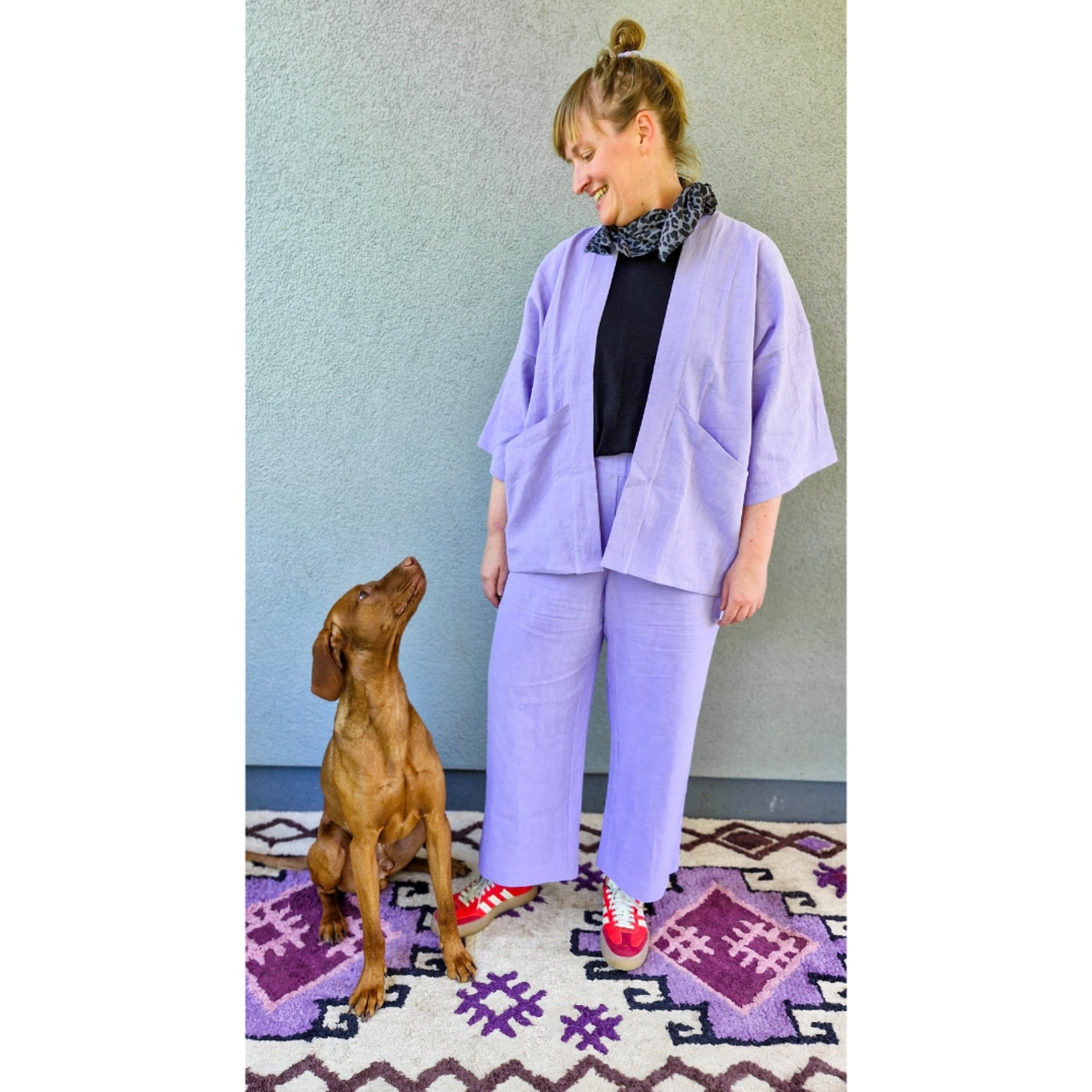 Kimono washed Leinen 'flieder'