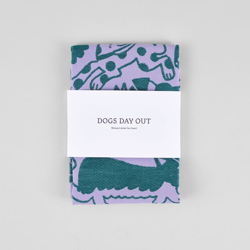 Wrap Geschirrtuch 'Dogs Day Out' (Lila/Grün)