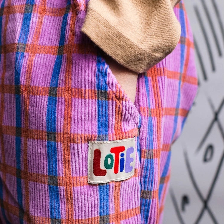 Lötiekids PLAID CORDUROY FUCSIA WIDE TROUSERS