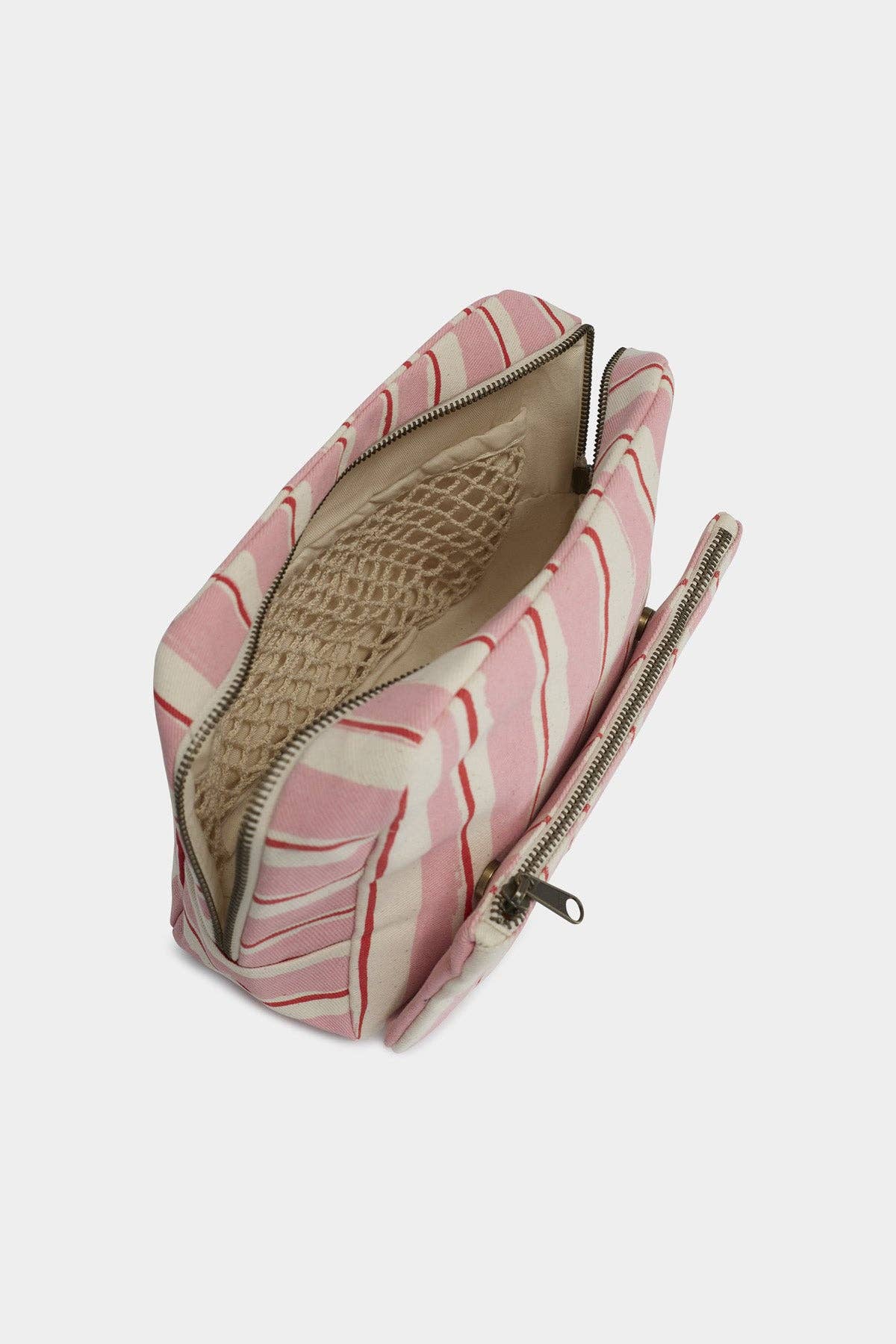 Hindbag XL-Kosmetiktasche "Alix"  rosa rote Streifen