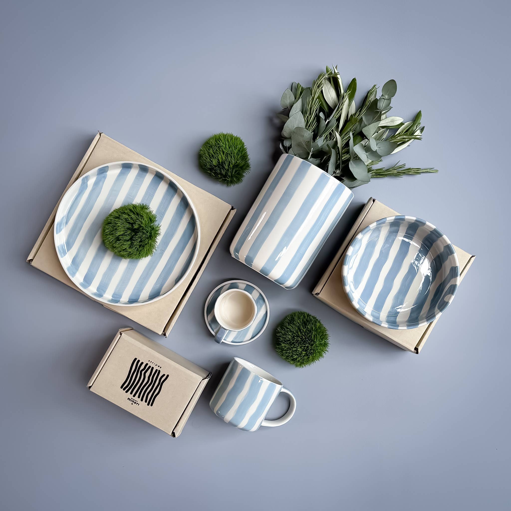 Magazin Minori Vase Stripes - morning azzurro