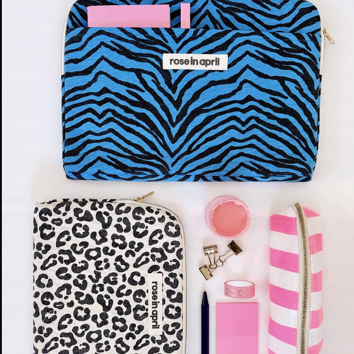 GASTON Etui Streifen Neonpink Rose in April