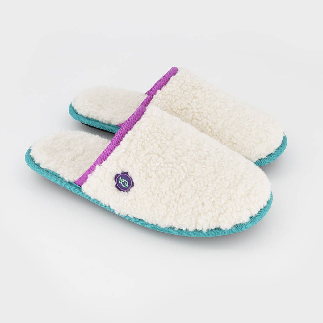 Lilafarbene Sherpa-Hausschuhe Billybelt