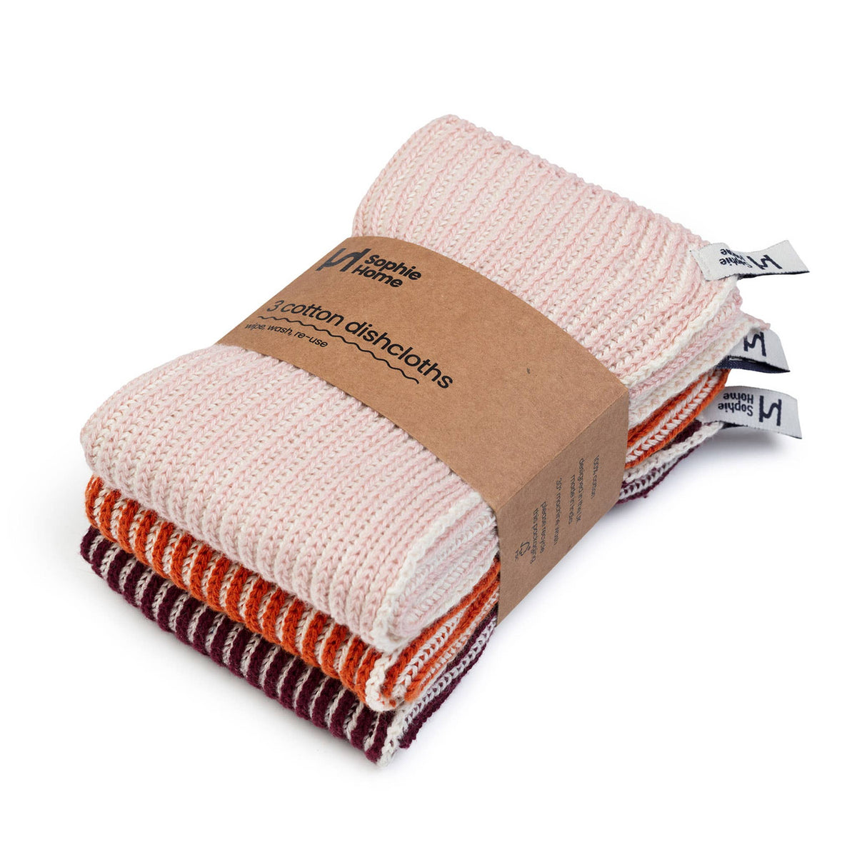 Sophie Home Ltd -  Baumwoll-Geschirrtücher: Geripptes Orange