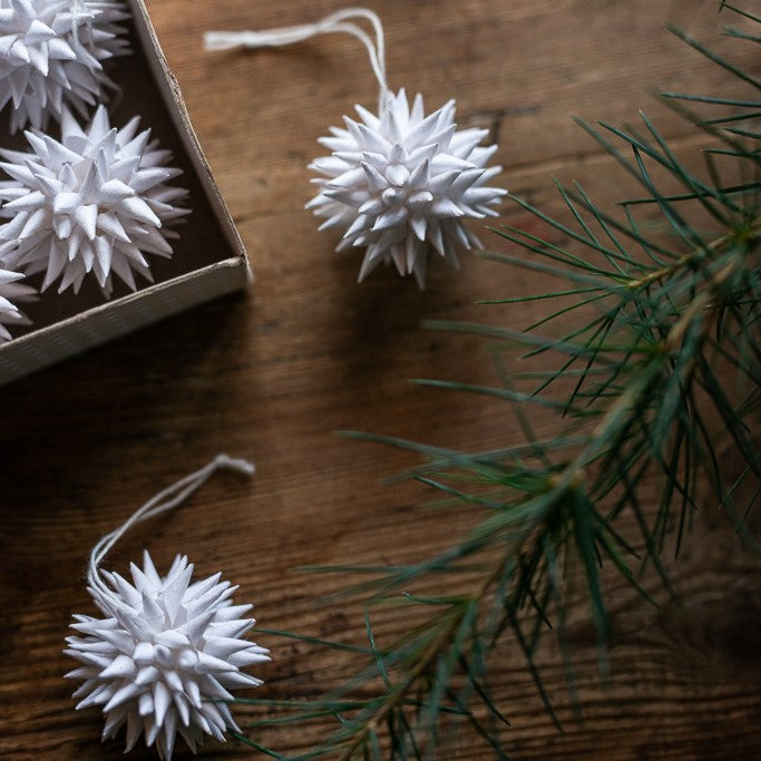 Stern Mini Kotte 6er Set aus Papier - weiss