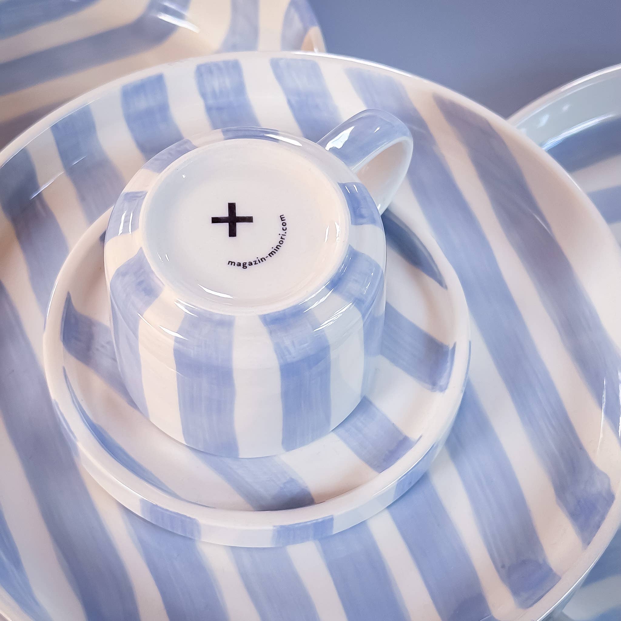 Magazin Minori Espresso  Stripes - morning  azzurro (2er Set - 4 Teile)