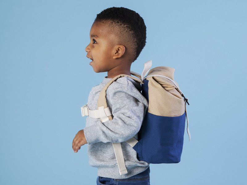 Blafre Rolltop Kinderrucksack 'Navy/Beige' (3-7 Jahre)