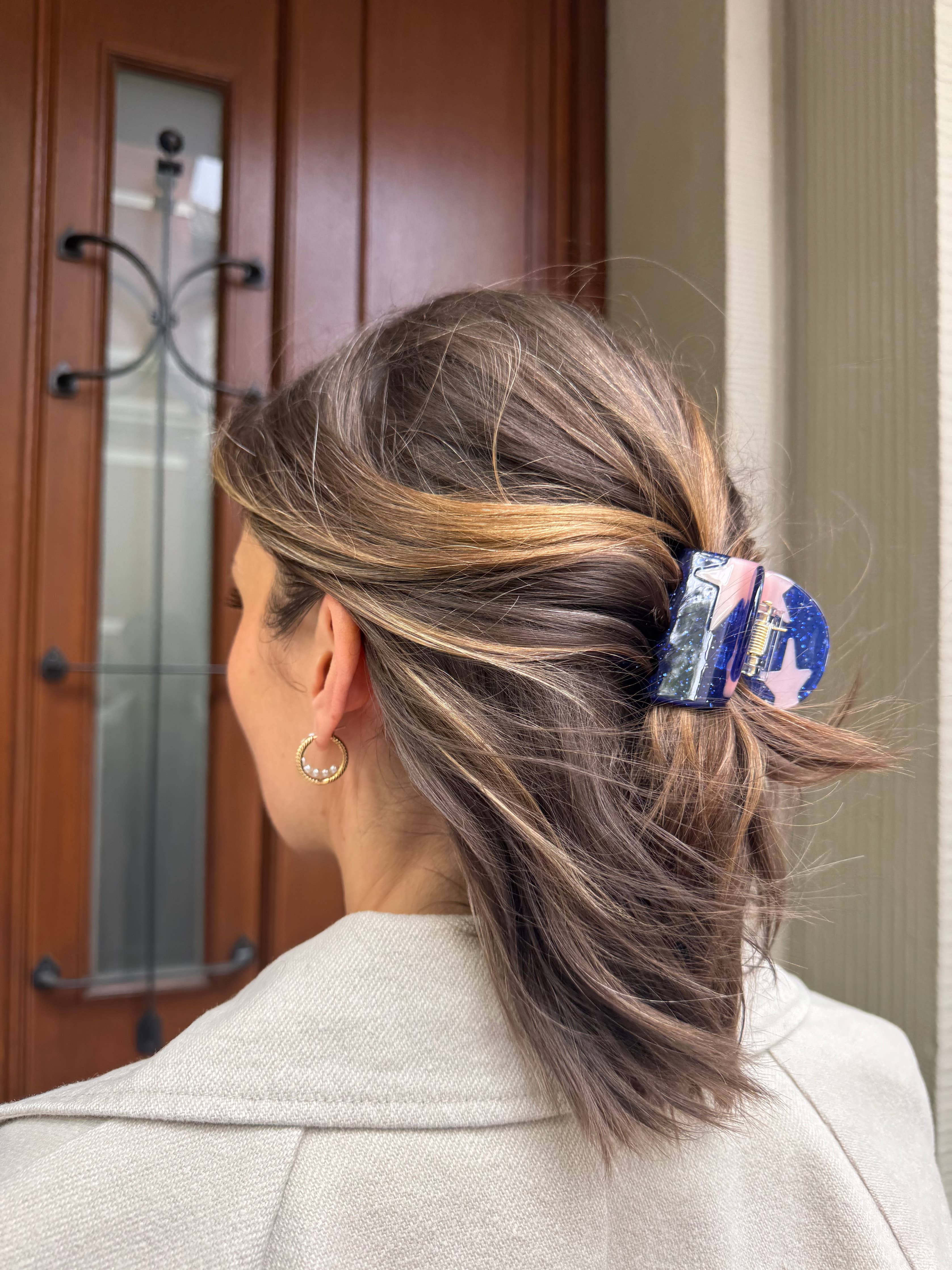 Haarspange Stern Blau Glitzer