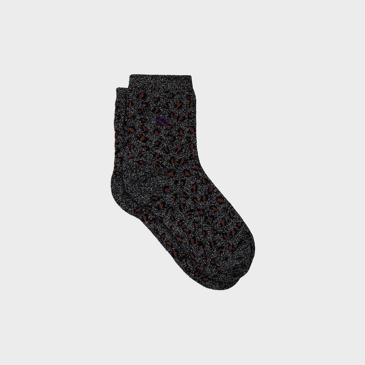Socken aus gekämmter Baumwolle mit Leopardenmuster - Schwarz und Silber