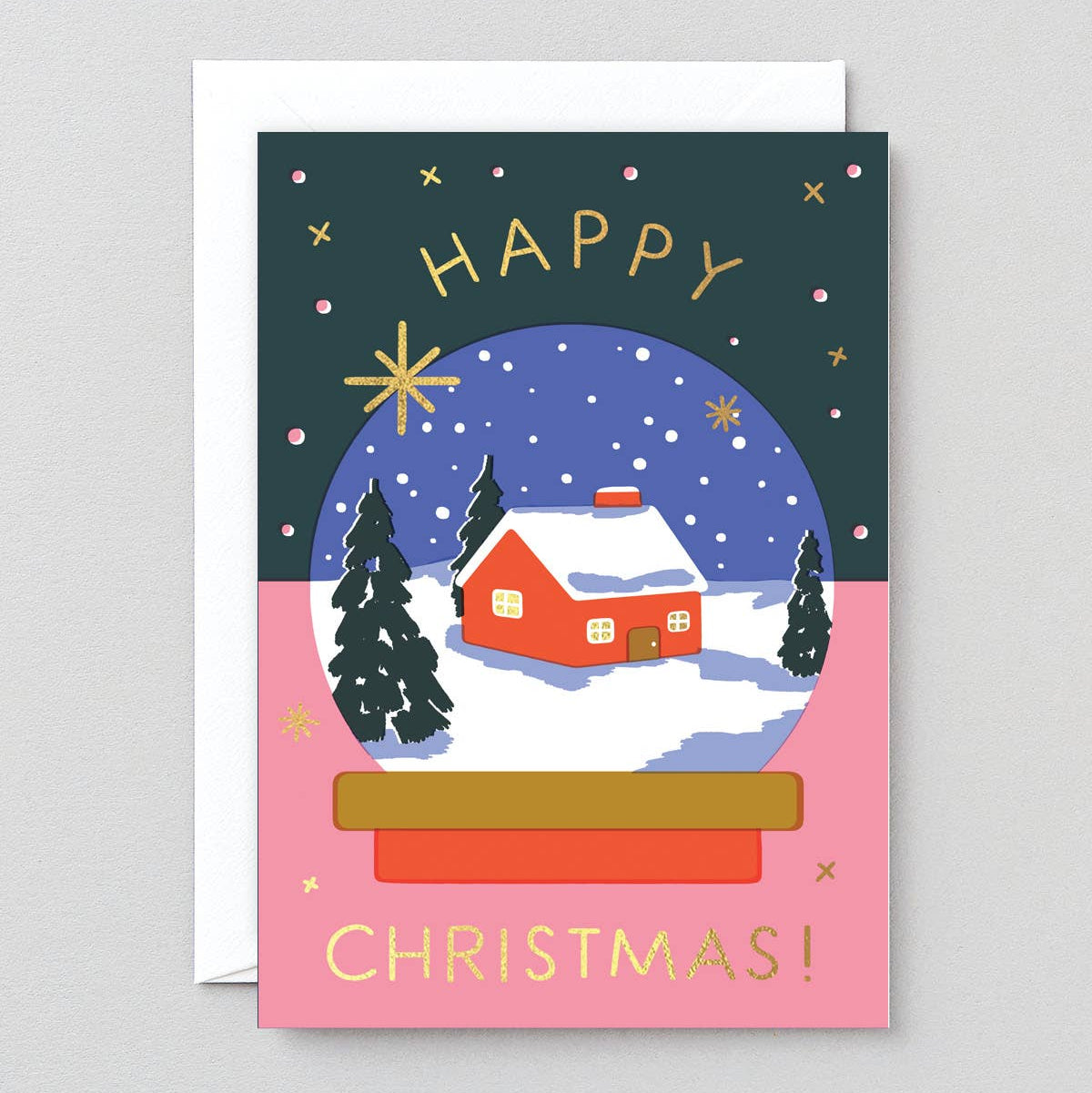 WRAP Frohe Weihnachten Schneekugel Grußkarte