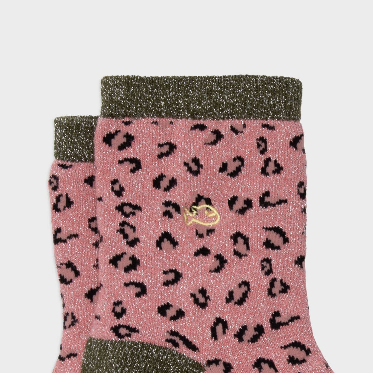Billybelt Socken mit Leopardenmuster - Rosa und Khaki
