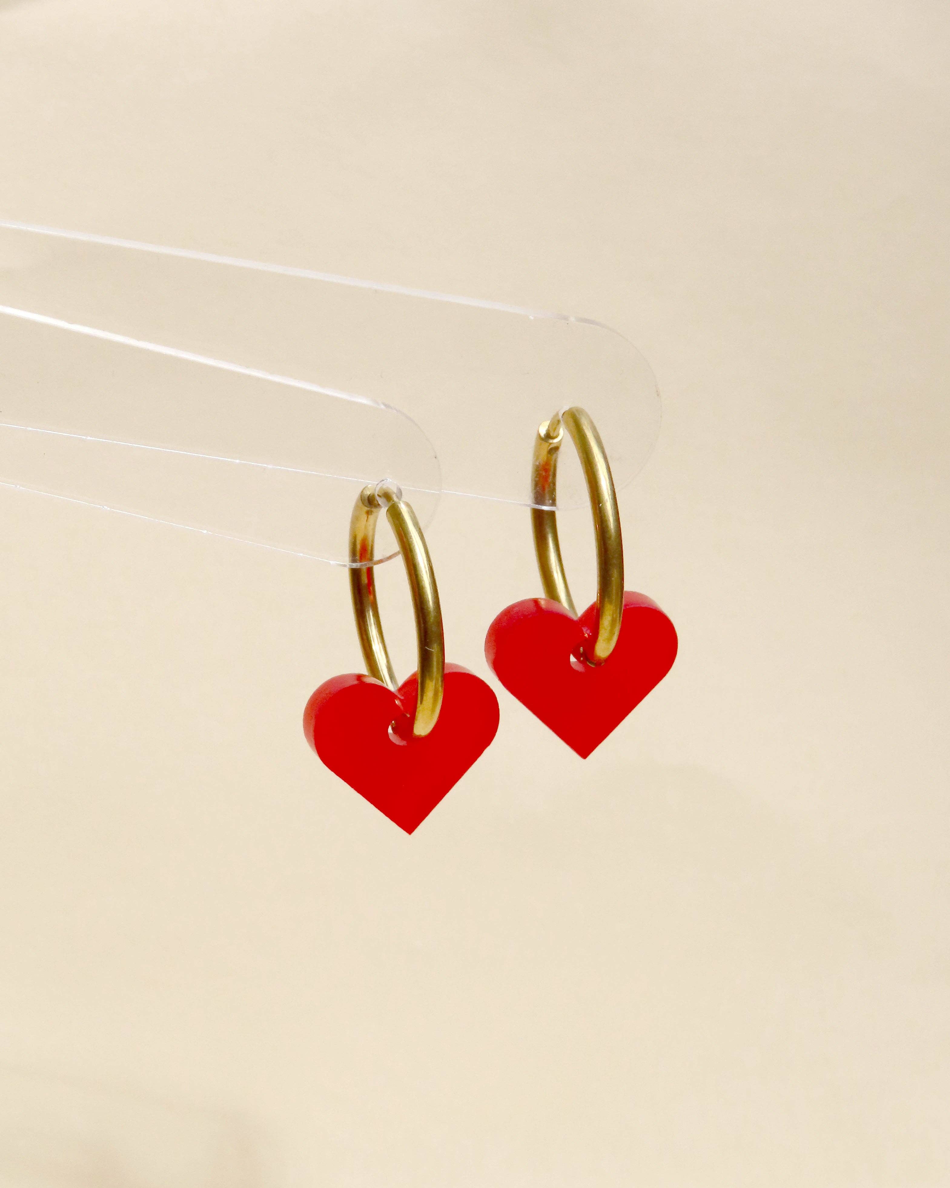 Dopamine Love Herz Creolen - rot