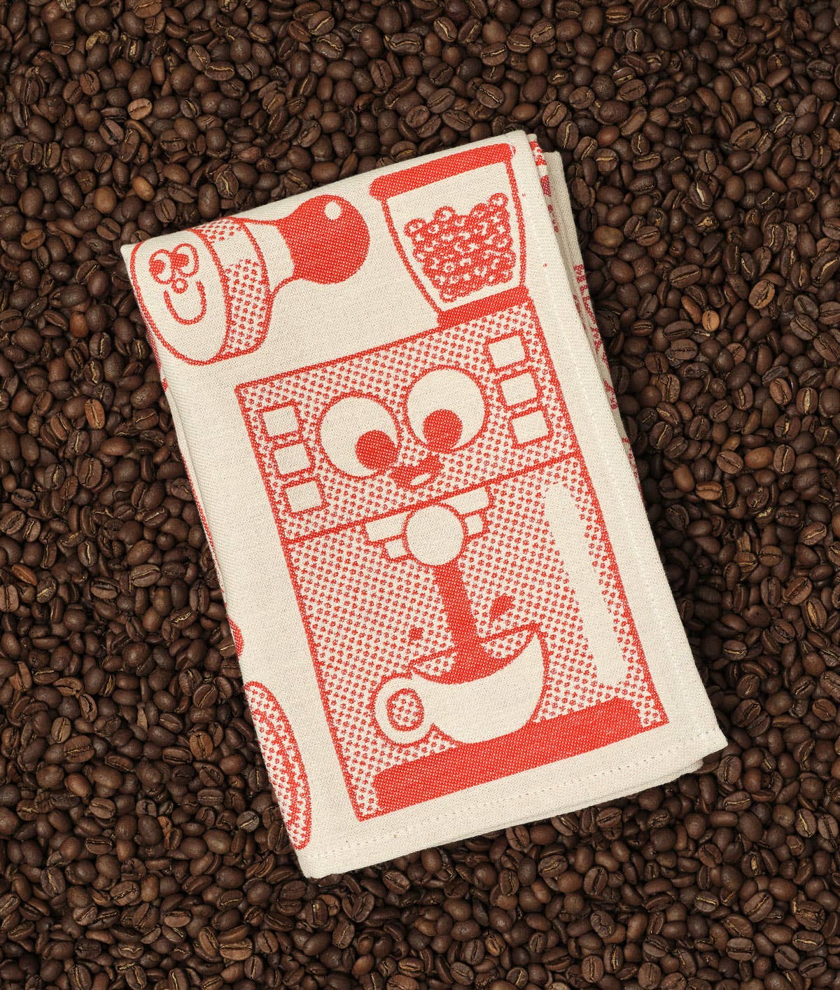 Kaffeezeit Geschirrtuch Rot/Beige WRAP