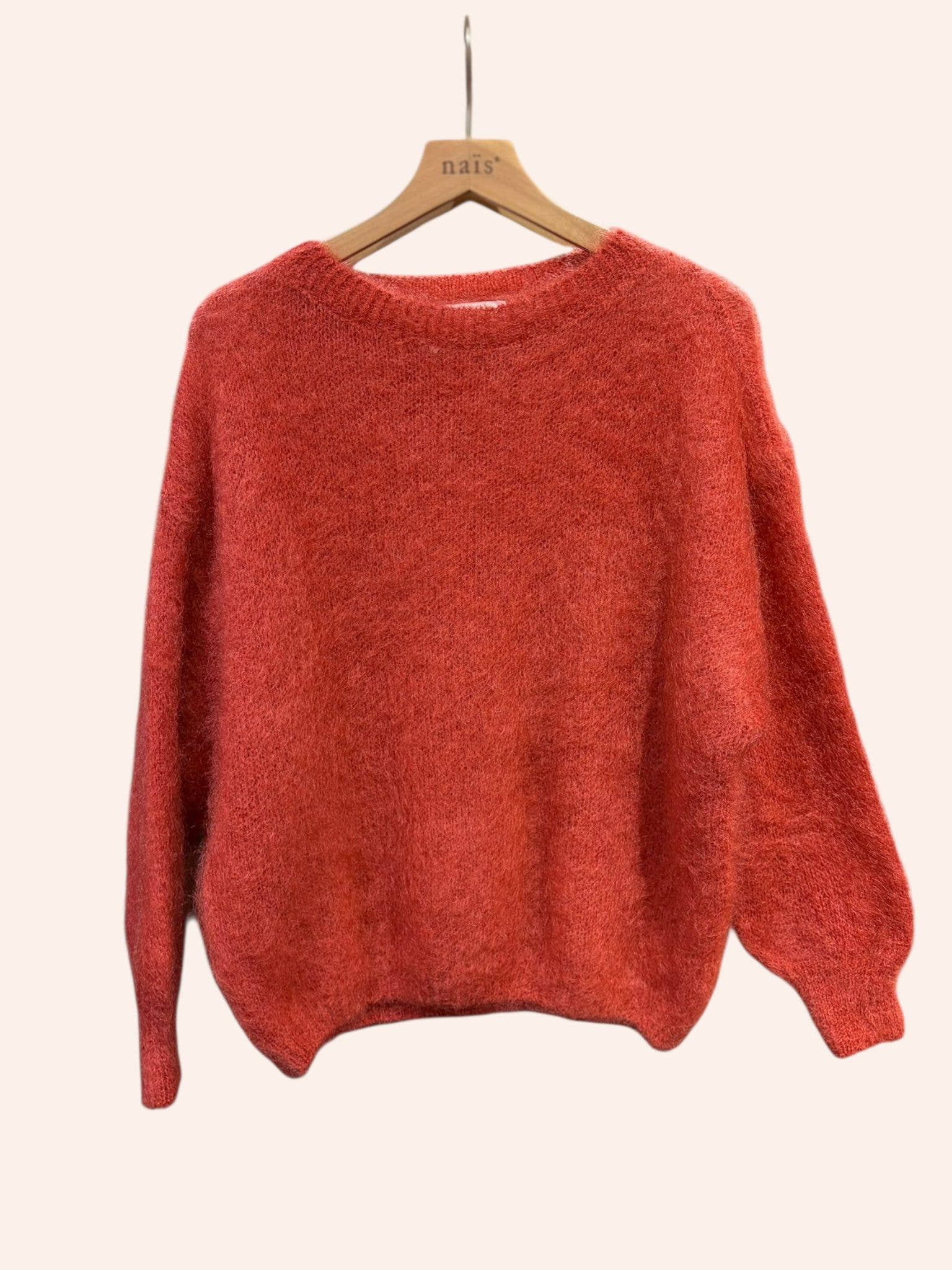 NAÏS PARIS - Rundhals-Mohair Pullover mit Ballonärmeln