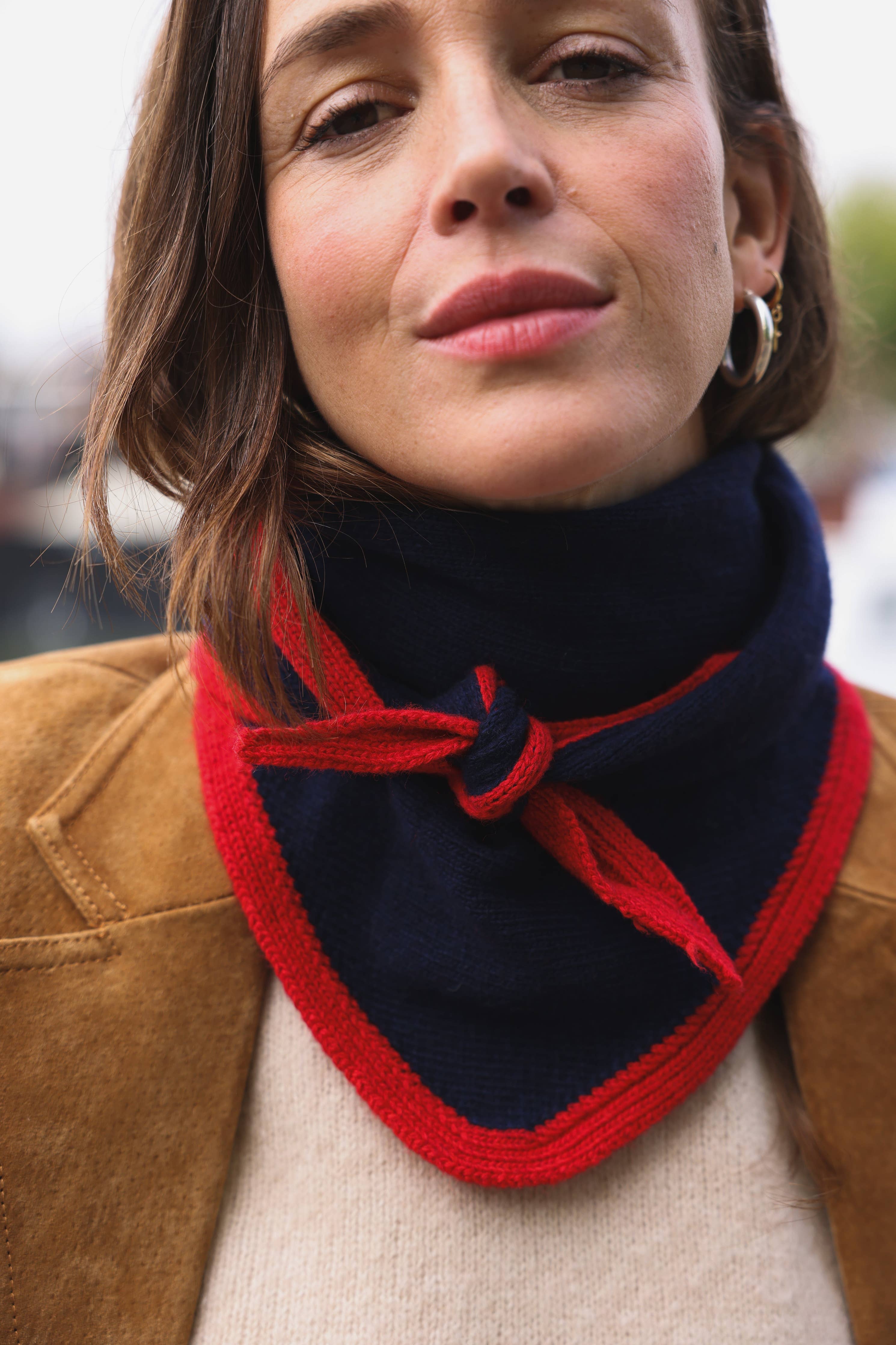 SO FAMILY - Schal "Colette" zweifarbig Marineblau/Rot