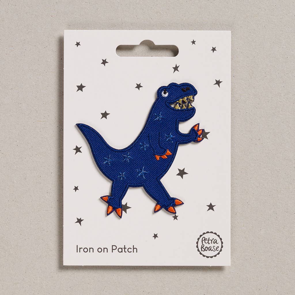 Aufbügel-Patch - Blauer Dinosaurier