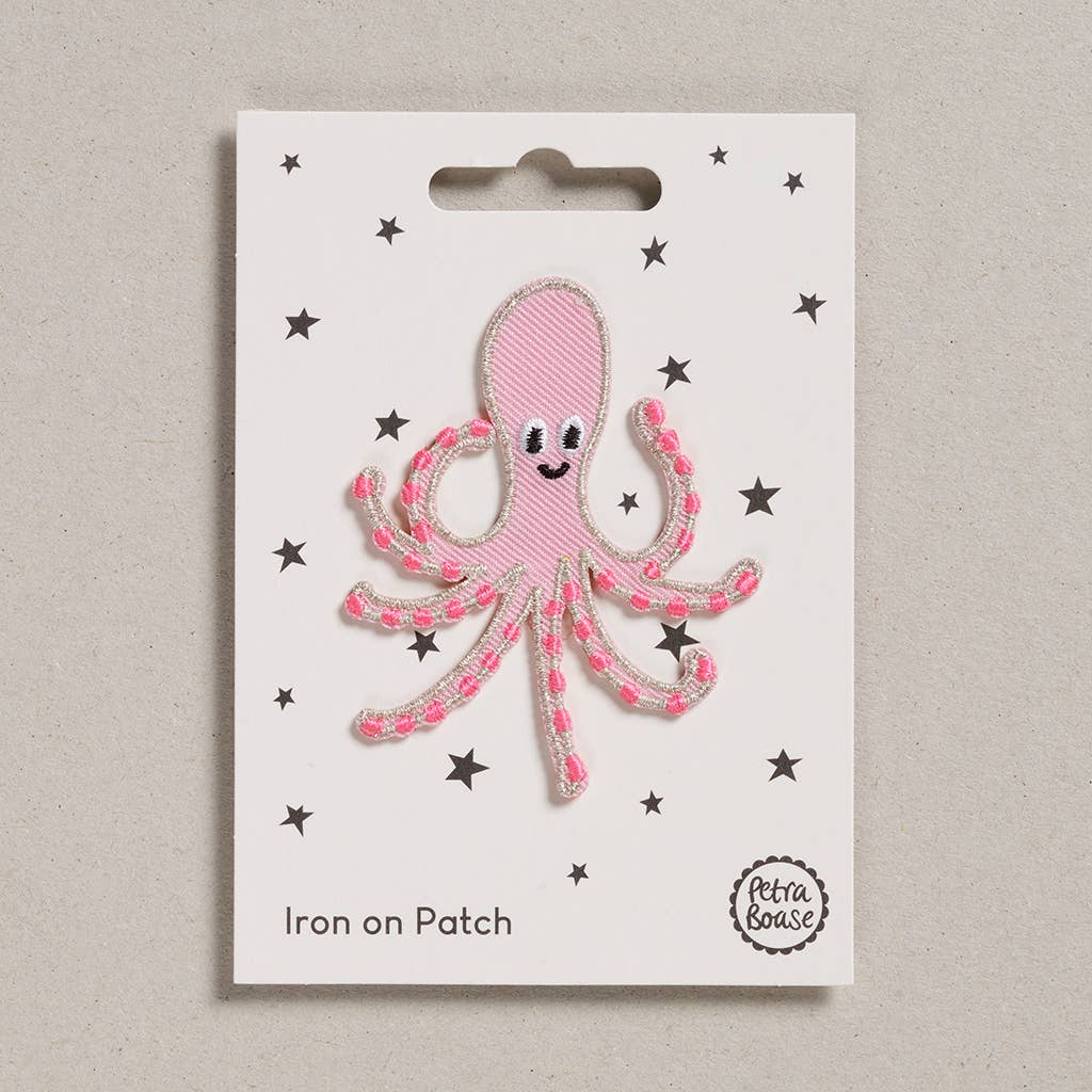Aufbügel-Patch, rosa Oktopus