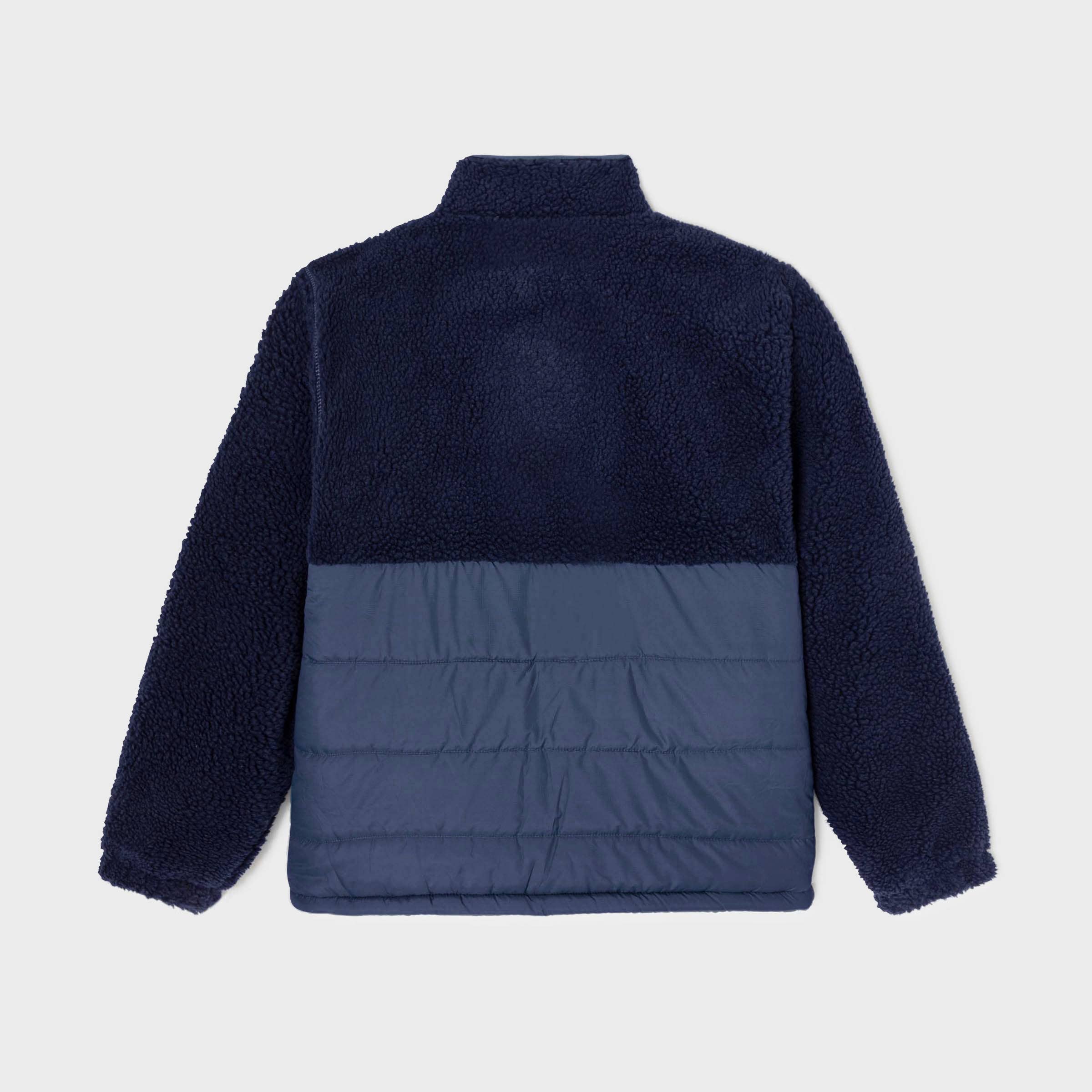 Zweifarbige Jacke aus Sherpa in Marineblau