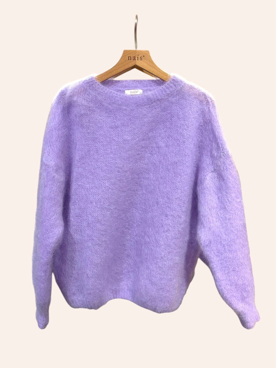 NAÏS PARIS - Rundhals-Mohair Pullover mit Ballonärmeln