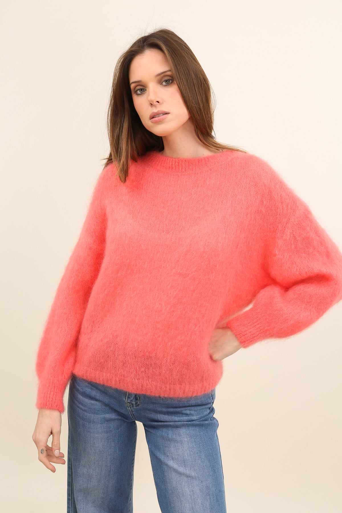 FOR HER PARIS -  80% Kidmohair Rundhals Pullover -div.Farben