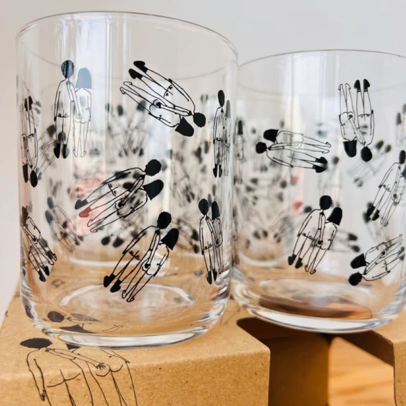helen b Glas 'naked couple back' (einzeln oder 4er Set)