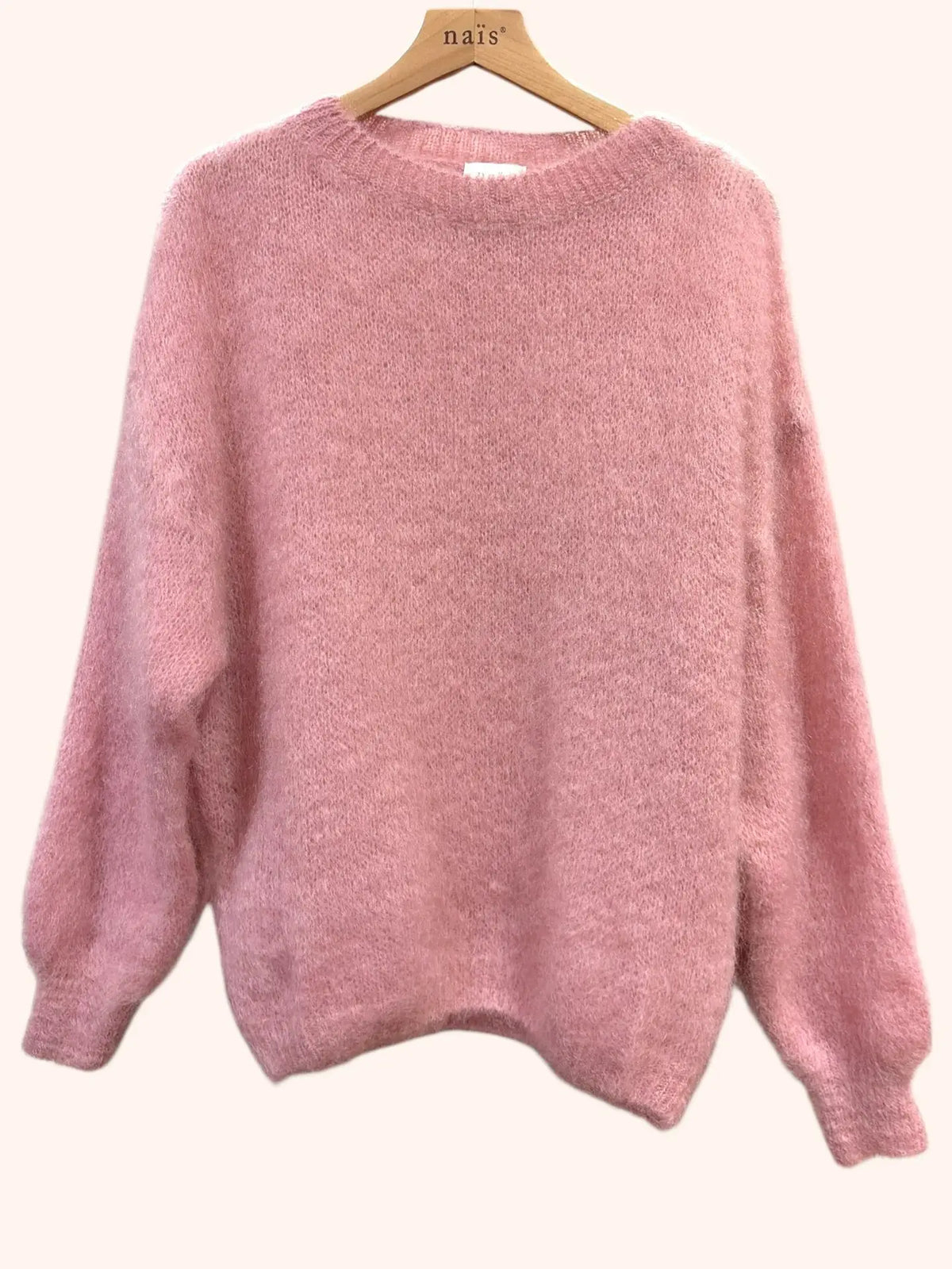 NAÏS PARIS - Rundhals Mohair Pullover mit Ballonärmeln