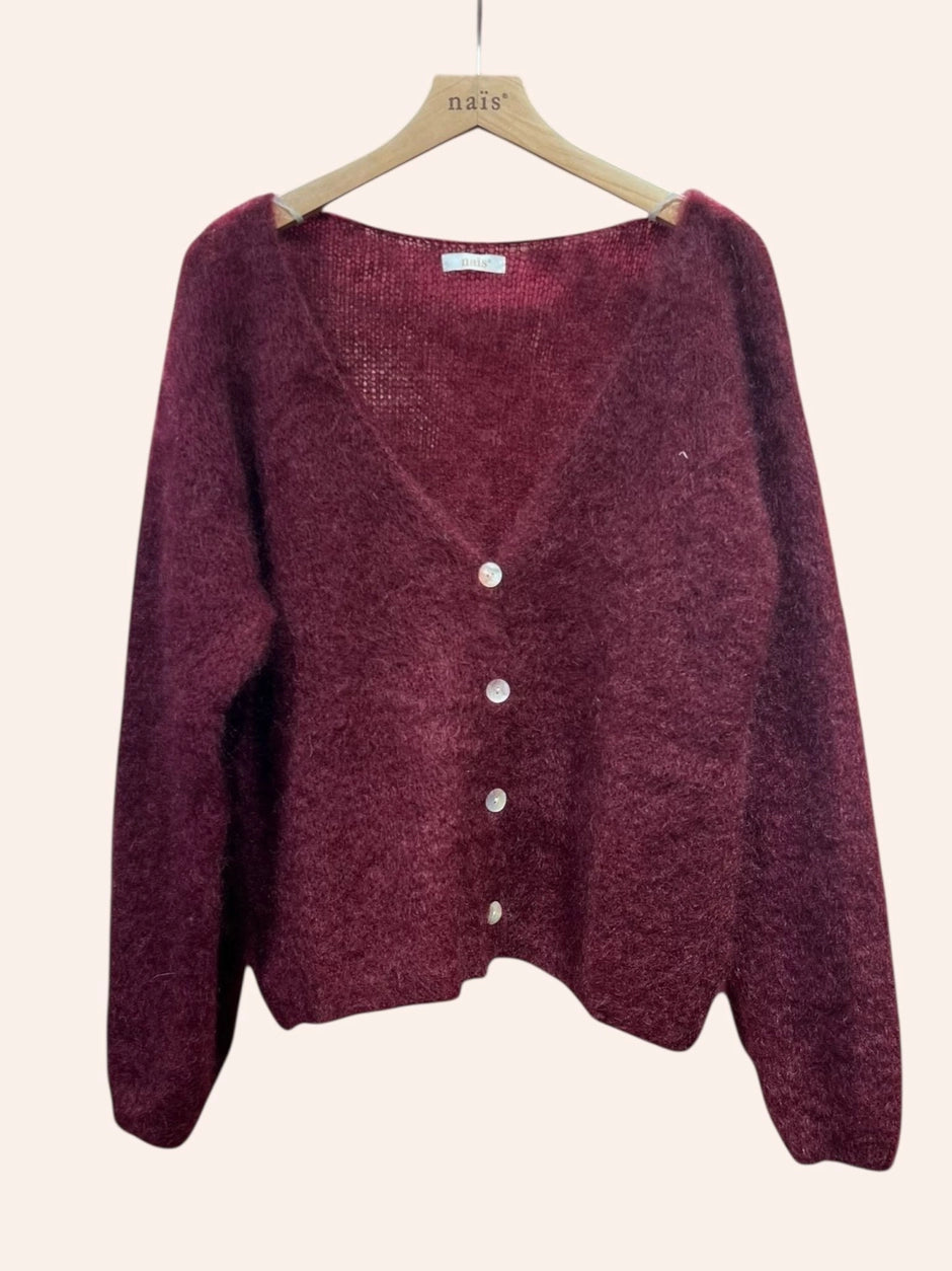 NAÏS PARIS - Rundhalsausschnitt Mohair-Cardigan mit Knöpfen
