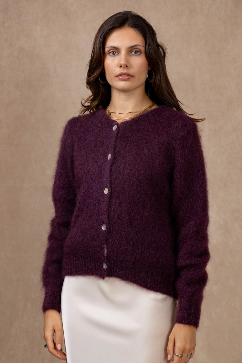 NAÏS PARIS - Rundhalsausschnitt Mohair-Cardigan mit Knöpfen