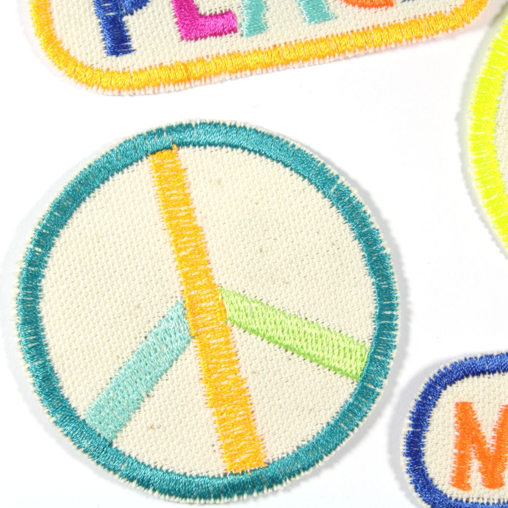 Patches "Peace" & "Frieden" & "Taube" & "no war" 4 Bügelbilder im Set