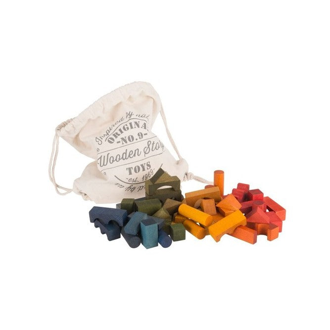 Wooden Story Bunte Holzbausteine im Sack '100 Stück'