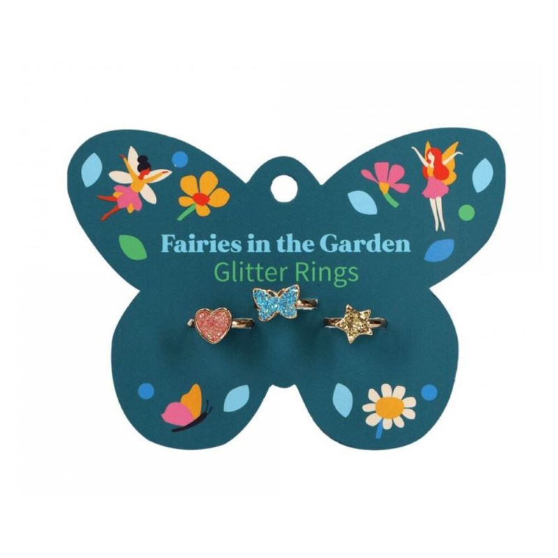 Set mit drei Glitzerringen 'Fairies in the Garden'
