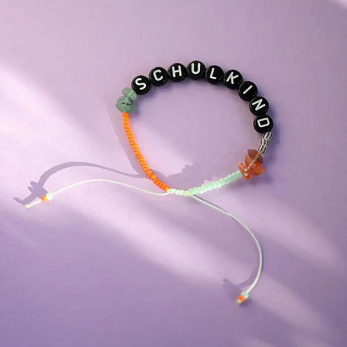 Ava&Yves Perlenarmband 'Schulkind mint/ orange'