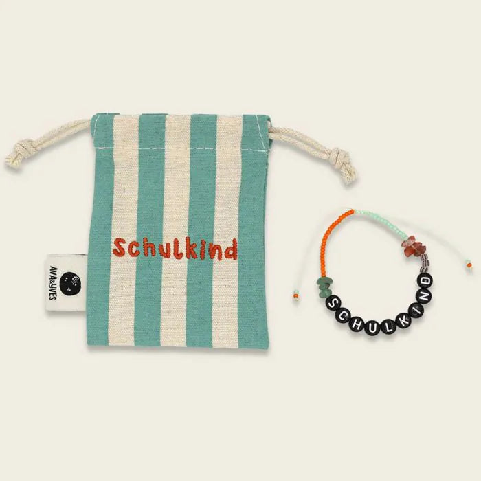 Ava&Yves Perlenarmband 'Schulkind mint/ orange'