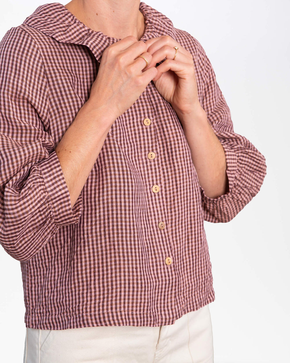 Matona Ruffled Colar Blouse heather -Leinenbluse-