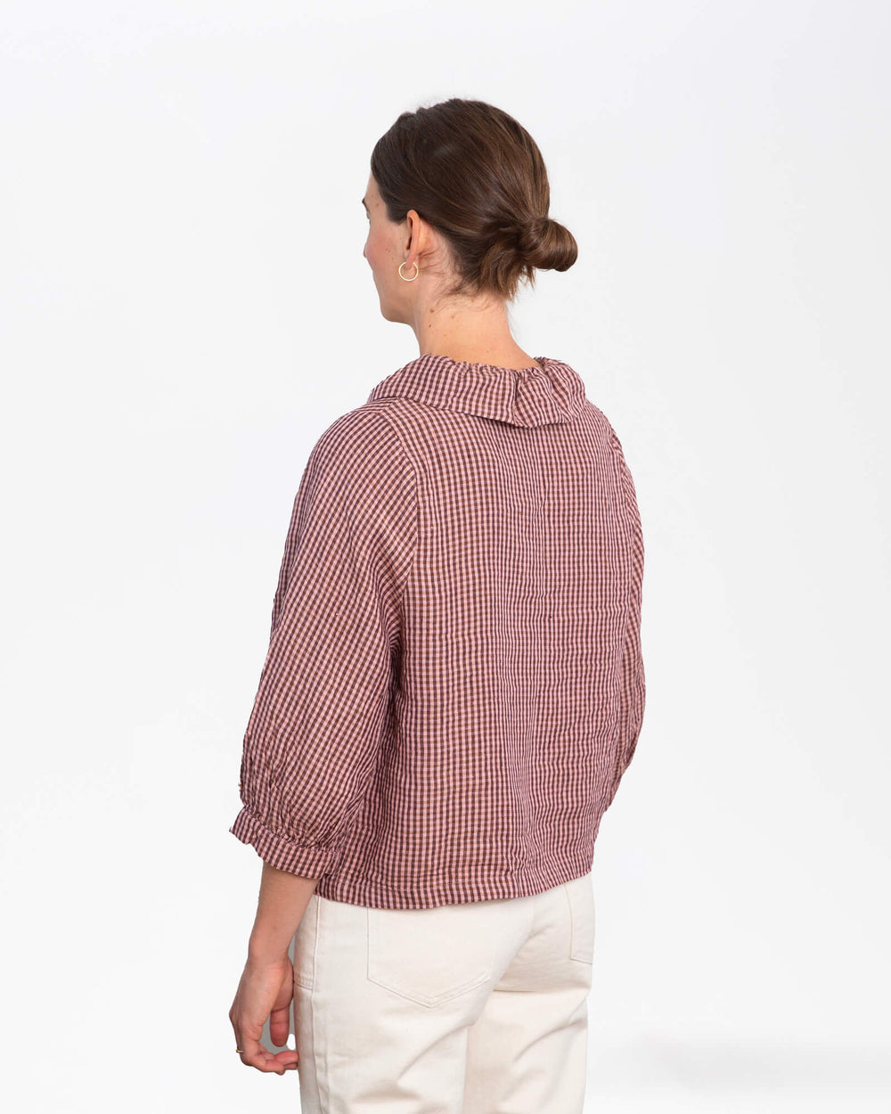 Matona Ruffled Colar Blouse heather -Leinenbluse-